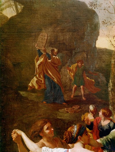 La adoración del becerro de oro (detalle) de Nicolas Poussin